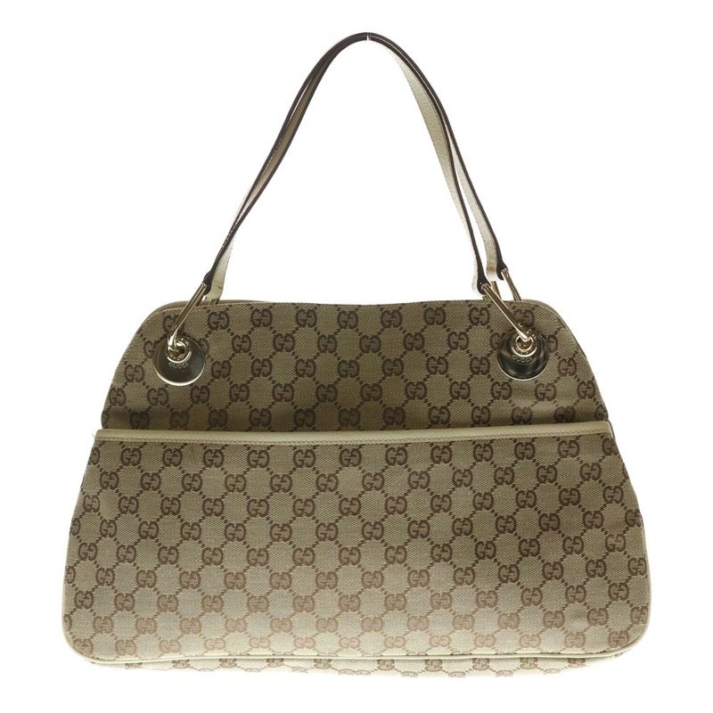 Gucci GG Canvas Eclipse Leather Tote Bag Handbag Beige Women's 121023