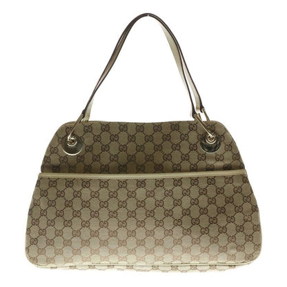 Gucci GG Canvas Eclipse Leather Tote Bag Handbag Beige Women's 121023
