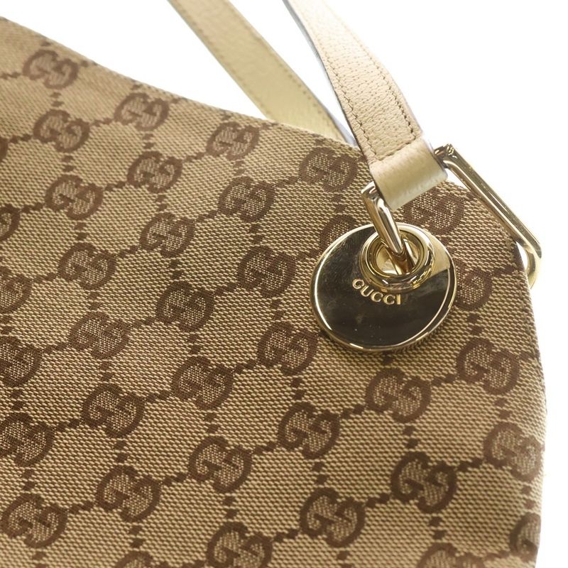 Gucci GG Canvas Eclipse Leather Tote Bag Handbag Beige Women's 121023