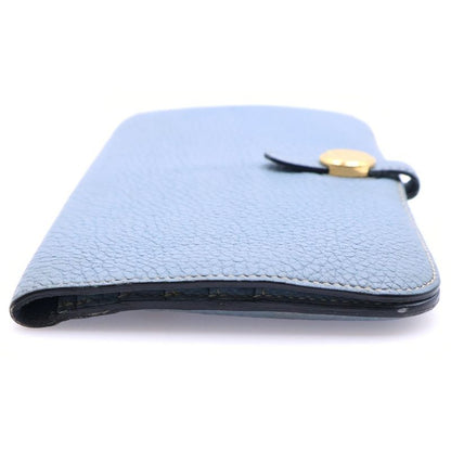 Hermes Dogon Long P Engraved Leather Long Wallet Gold Hardware Blue