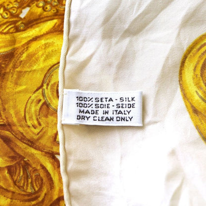 Chanel Coco Mark Chain Motif Scarf Gold Silk