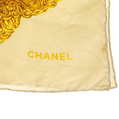 Chanel Coco Mark Chain Motif Scarf Gold Silk