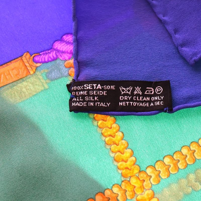 Chanel Chain Motif Scarf Blue X Green