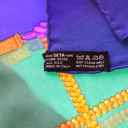 Chanel Chain Motif Scarf Blue X Green