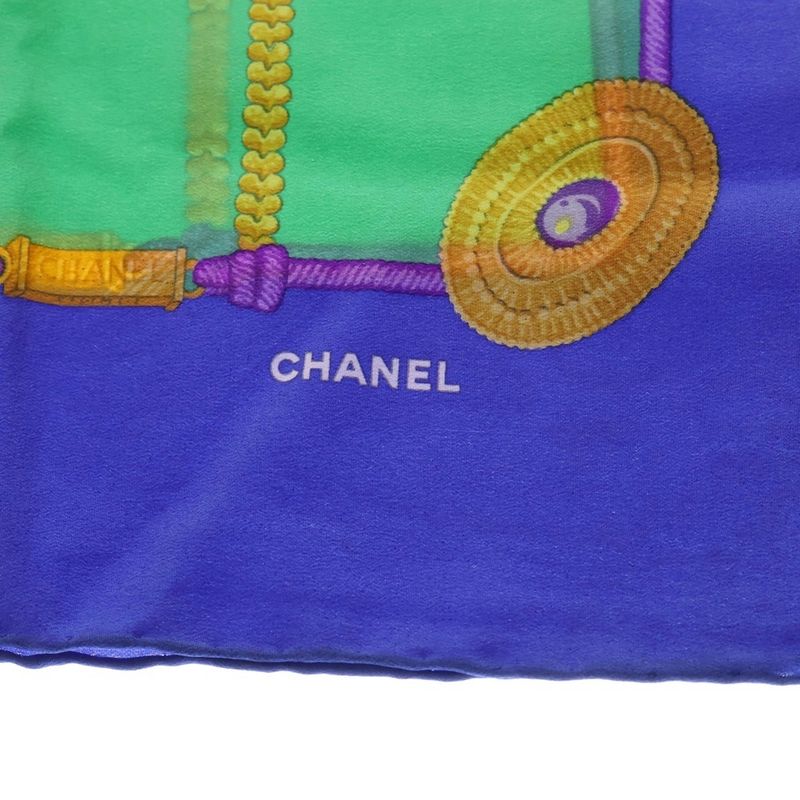 Chanel Chain Motif Scarf Blue X Green