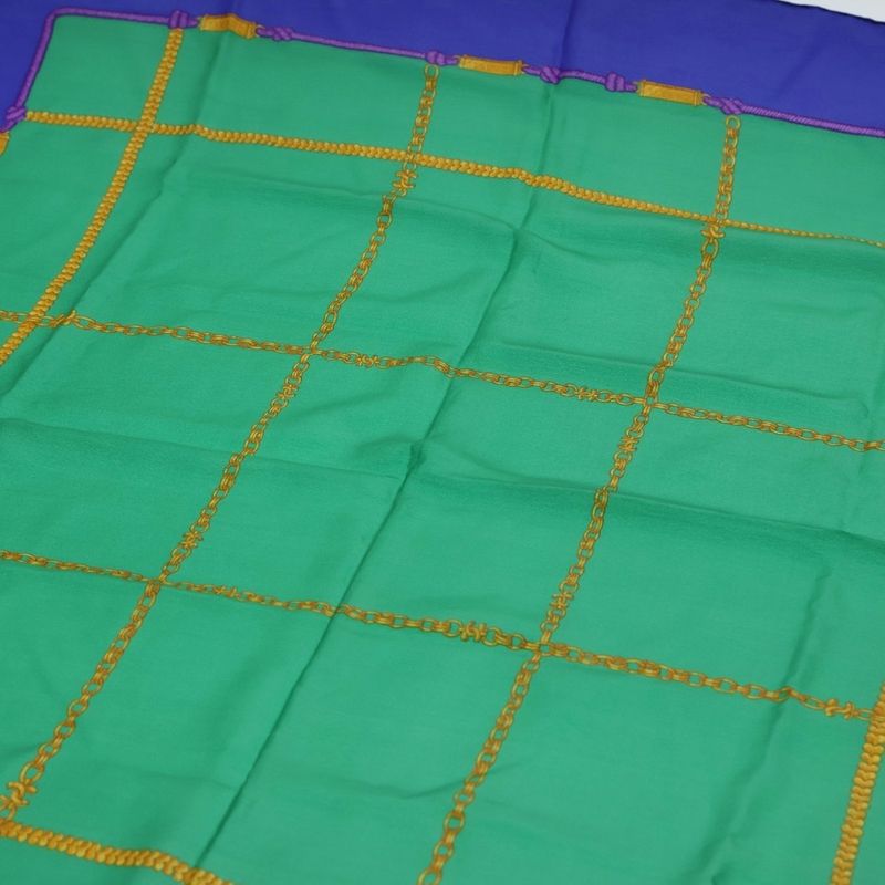 Chanel Chain Motif Scarf Blue X Green