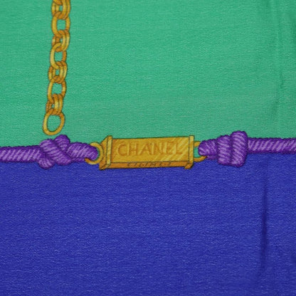 Chanel Chain Motif Scarf Blue X Green