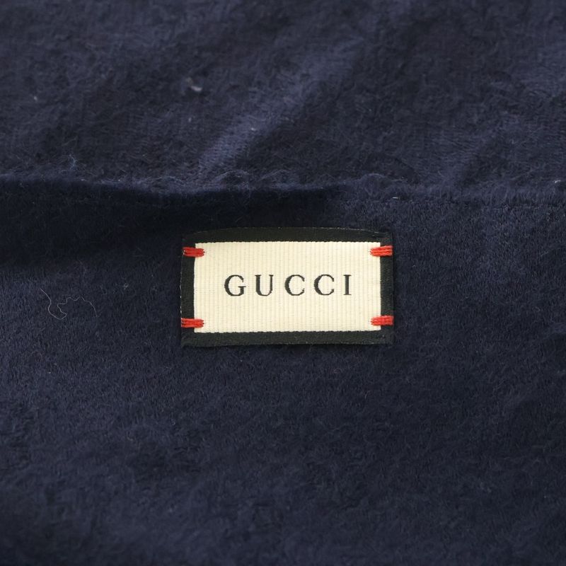 Gucci GG Pattern Cashmere Muffler Navy