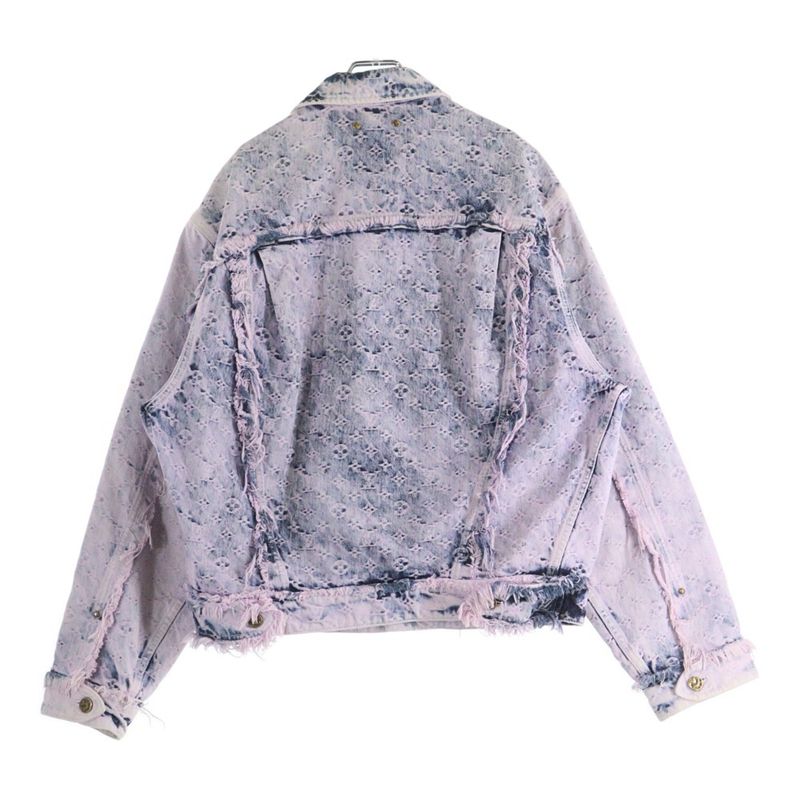 Louis Vuitton 23 SS Monogram Fringe Denim Trucker-jacket Purple Indigo Rm231 UZD
