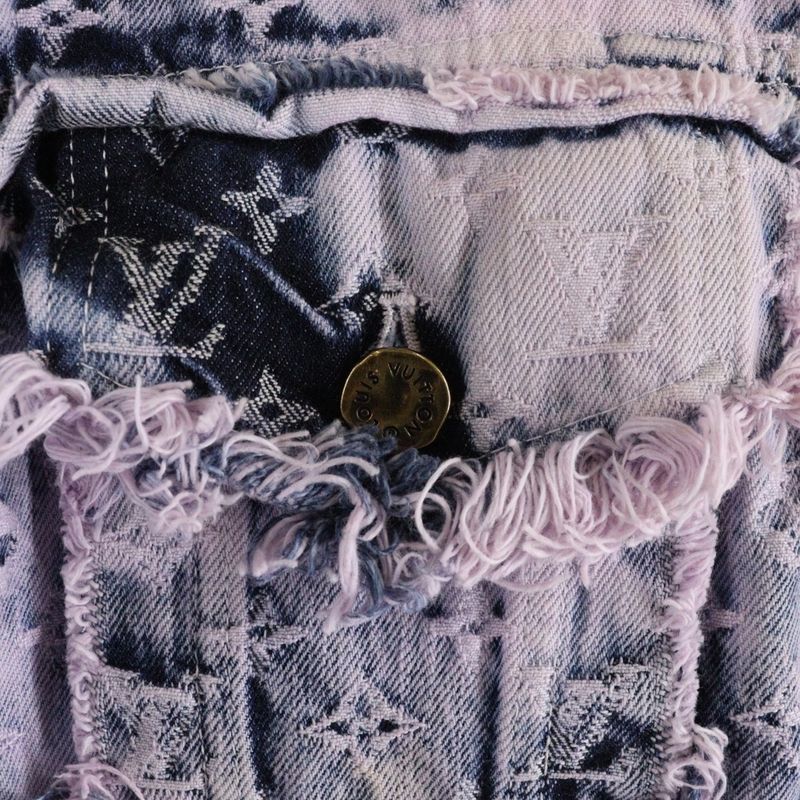 Louis Vuitton 23 SS Monogram Fringe Denim Trucker-jacket Purple Indigo Rm231 UZD