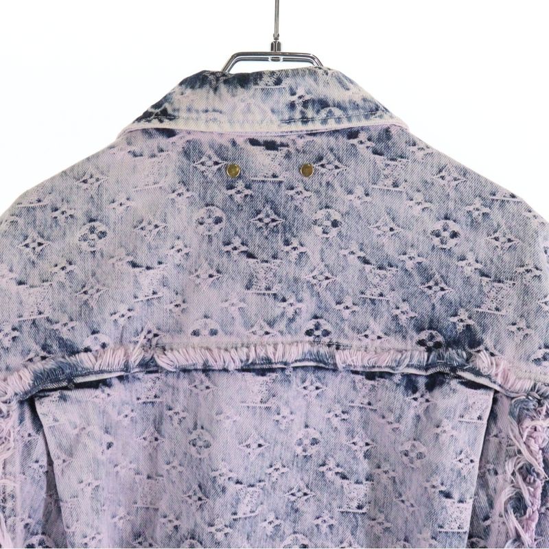 Louis Vuitton 23 SS Monogram Fringe Denim Trucker-jacket Purple Indigo Rm231 UZD