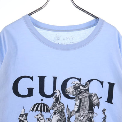 Gucci X Yuko Higuchi Logo Print Short Sleeve T-Shirt Cut And Sew Blue