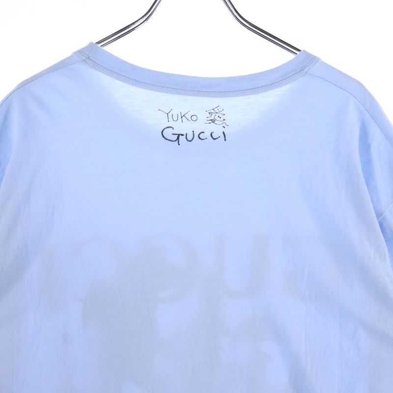 Gucci X Yuko Higuchi Logo Print Short Sleeve T-Shirt Cut And Sew Blue