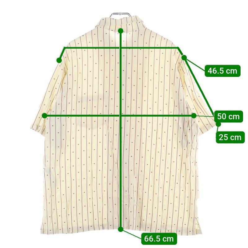 Celine Triomphe Print Allover Striped Open Collar Short Sleeve Shirt Beige