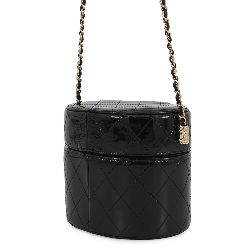 Chanel Chain Shoulder Bag CC Logo Quilted Vanity Patent Enamel