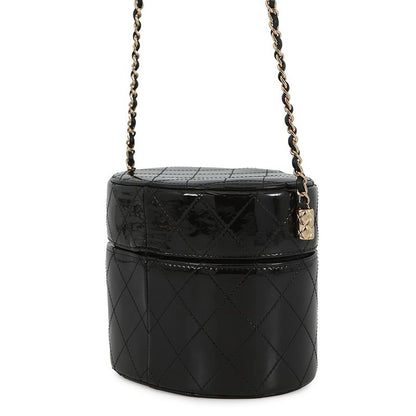 Chanel Chain Shoulder Bag CC Logo Quilted Vanity Patent Enamel