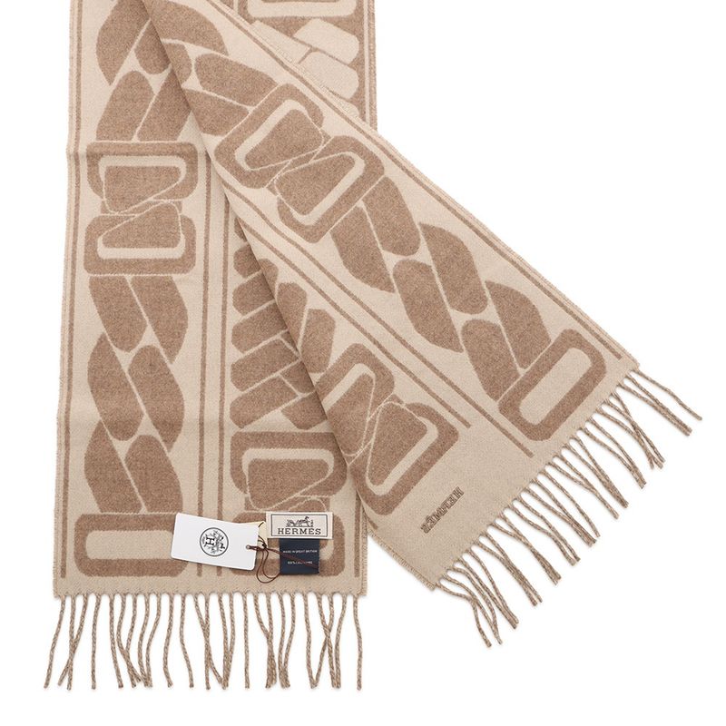 Hermes Scarf Click Se Nue Maron Glace Cles Cashmere Bicolor Shawl Marron-glace Cles