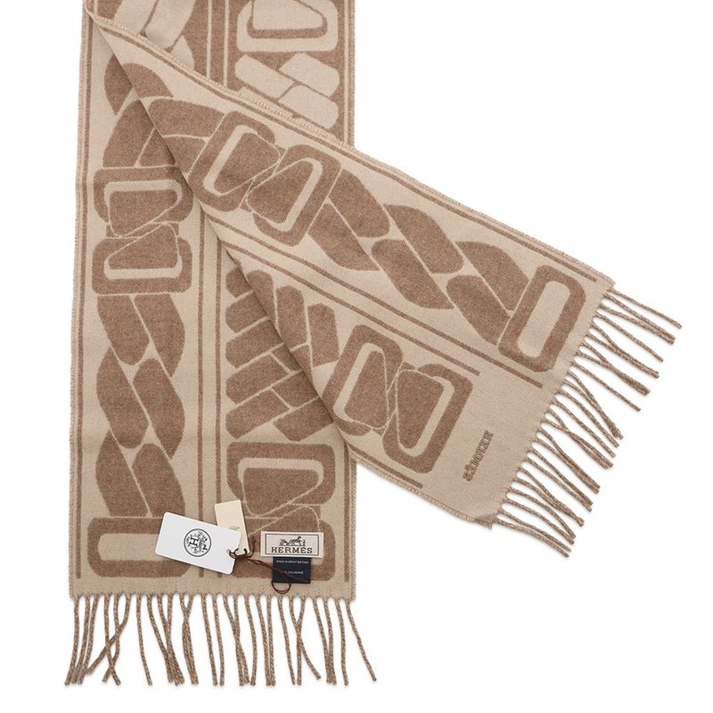 Hermes Scarf Click Se Nue Maron Glace Cles Cashmere Bicolor Shawl Marron-glace Cles