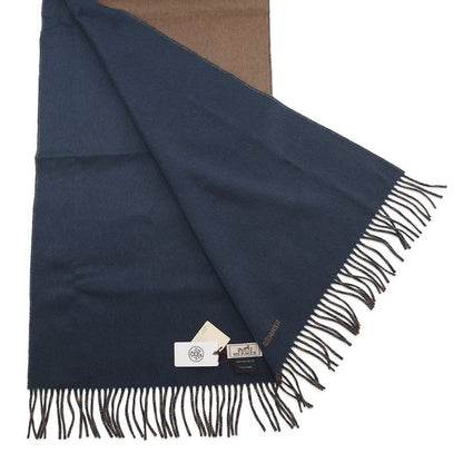 Hermes Scarf Recto Verso Reversible Etoupe Blue Ardoise Cashmere