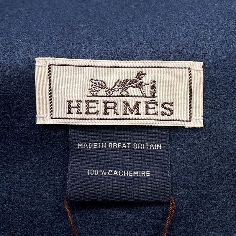 Hermes Scarf Recto Verso Reversible Etoupe Blue Ardoise Cashmere