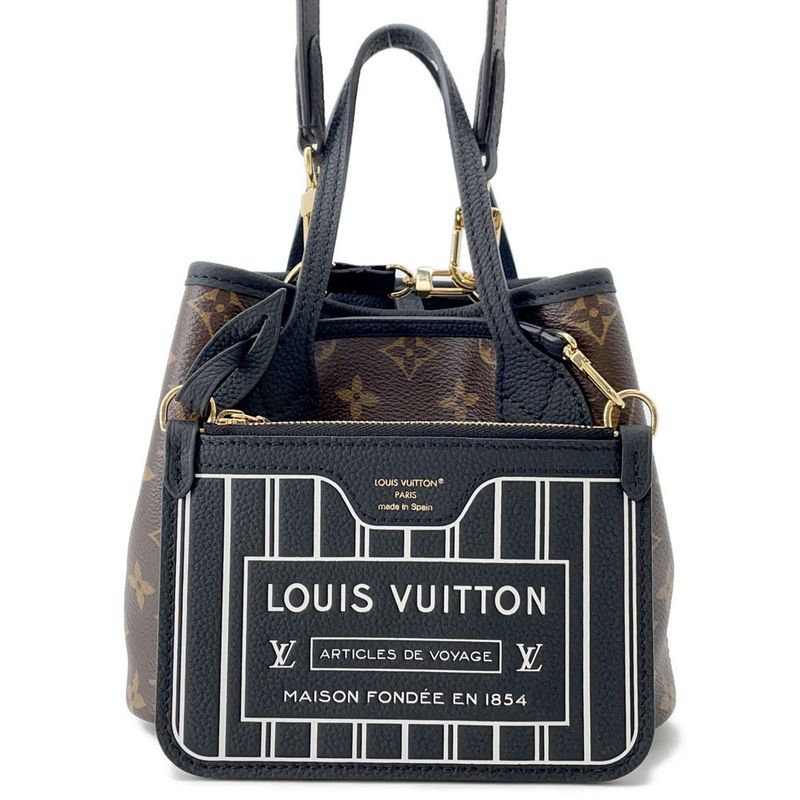 Louis Vuitton Tote Monogram Grain Leather Neverfull Inside Out BB Noir Black