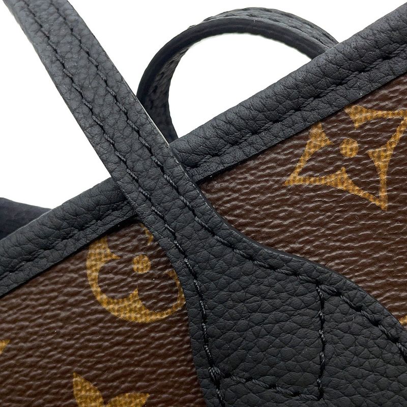 Louis Vuitton Tote Monogram Grain Leather Neverfull Inside Out BB Noir Black