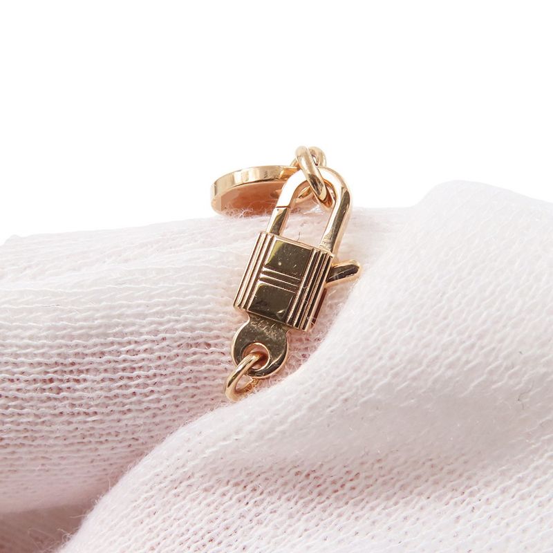 Hermes Necklace Amulet Kelly Pendant Pink Pearl 18K Gold
