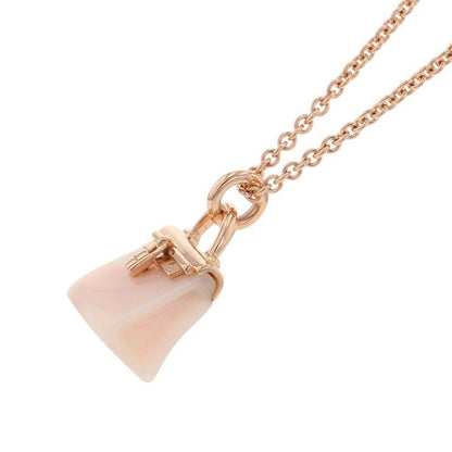 Hermes Necklace Amulet Kelly Pendant Pink Pearl 18K Gold
