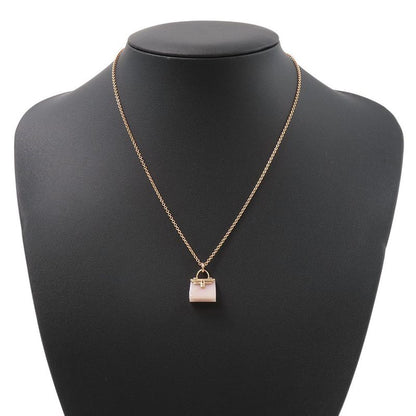 Hermes Necklace Amulet Kelly Pendant Pink Pearl 18K Gold