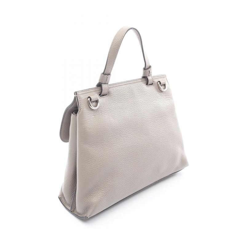 Gucci Handbag Bamboo Daily 370831 Gray Leather Daily Bamboo 2 WAY Hand