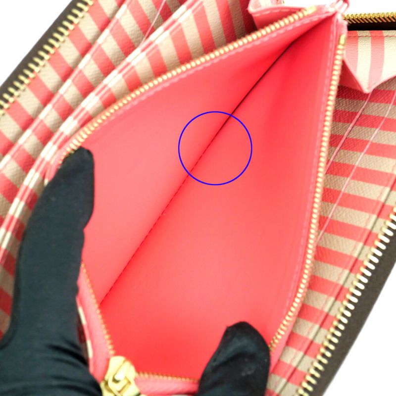 Louis Vuitton Zippy Wallet Damier Trunk N63026 Pink Stripe Leather Long