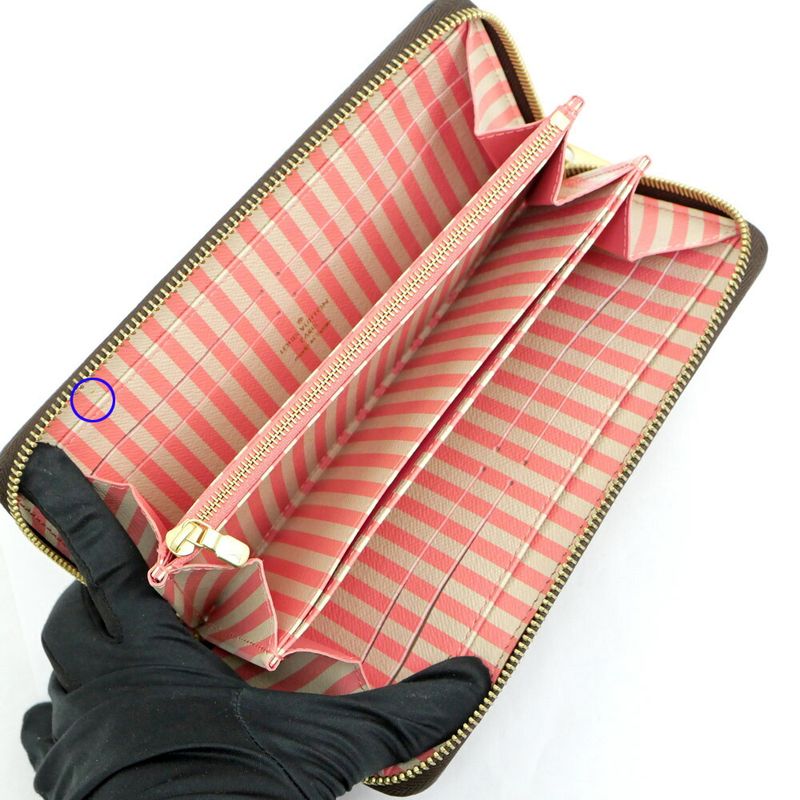 Louis Vuitton Zippy Wallet Damier Trunk N63026 Pink Stripe Leather Long
