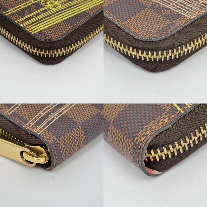 Louis Vuitton Zippy Wallet Damier Trunk N63026 Pink Stripe Leather Long