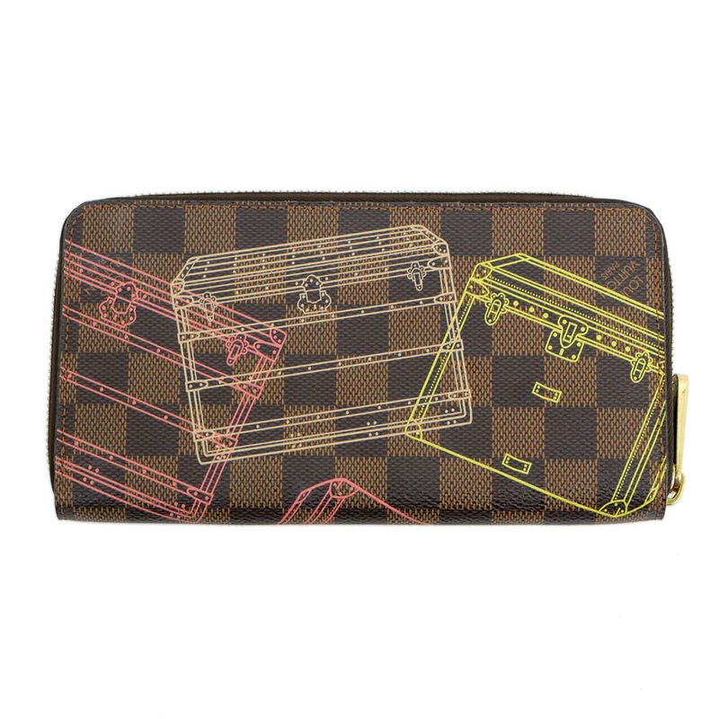 Louis Vuitton Zippy Wallet Damier Trunk N63026 Pink Stripe Leather Long
