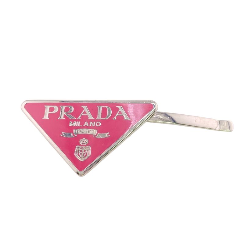 Prada 1 If051 Triangle Logo Hair Accessory Pink Ladies