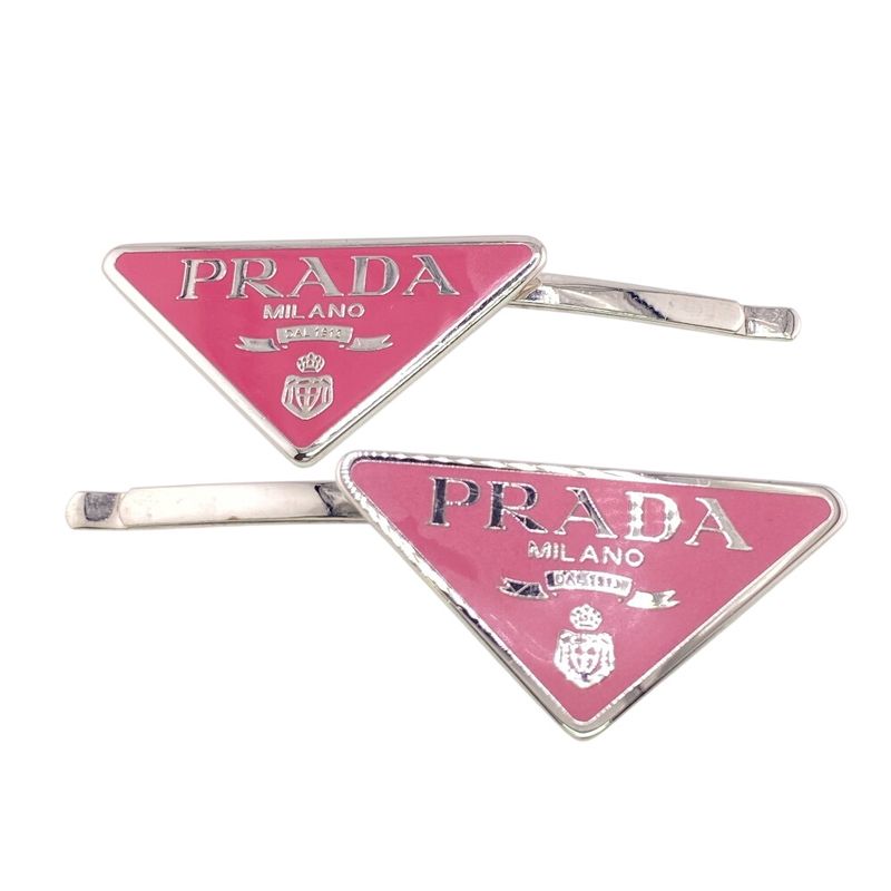 Prada 1 If051 Triangle Logo Hair Accessory Pink Ladies