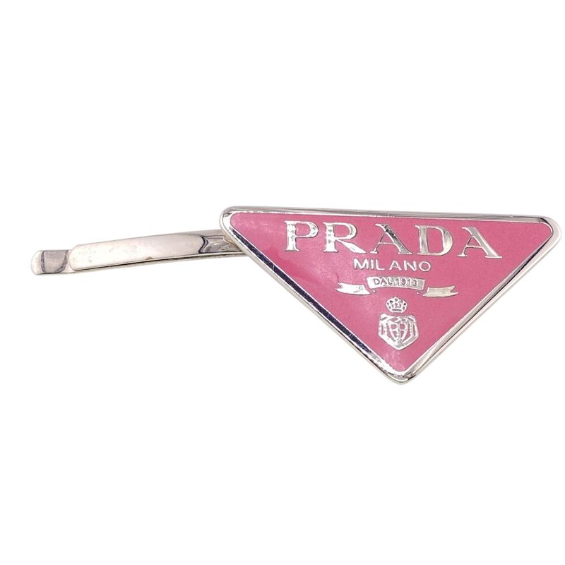 Prada 1 If051 Triangle Logo Hair Accessory Pink Ladies