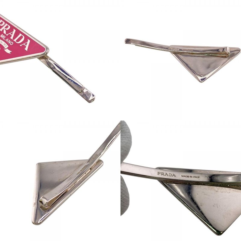 Prada 1 If051 Triangle Logo Hair Accessory Pink Ladies