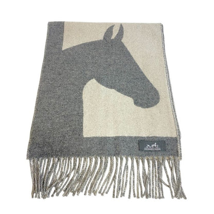 Hermes Love Story Muffler Gray Unisex