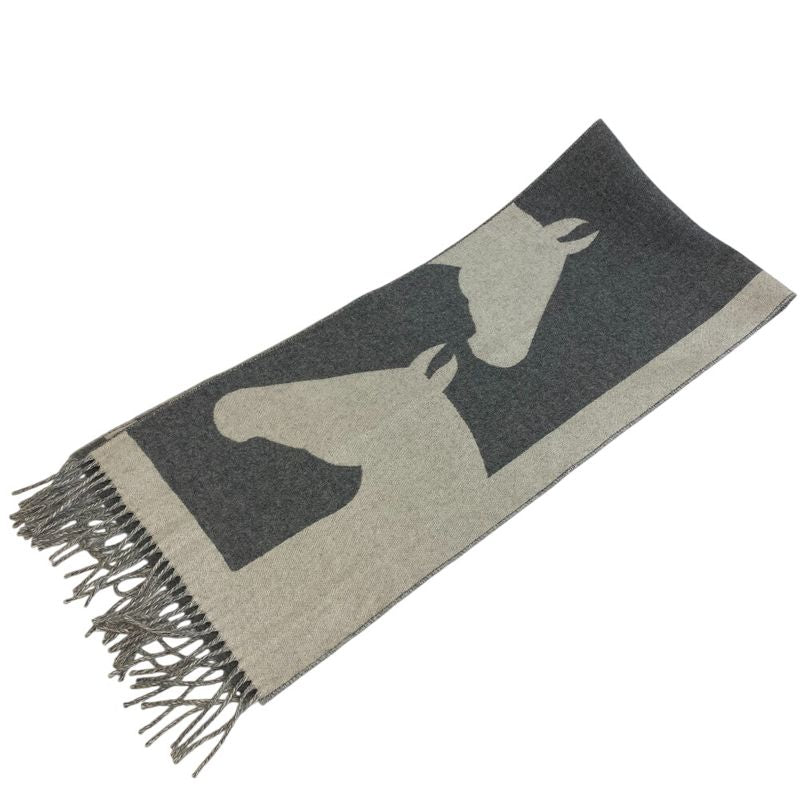 Hermes Love Story Muffler Gray Unisex
