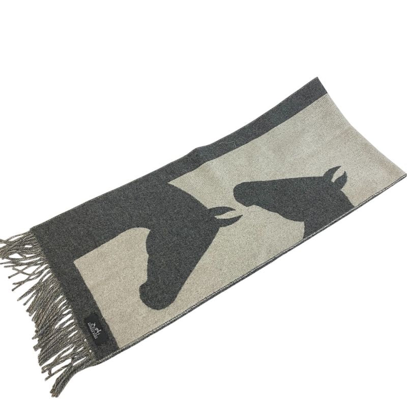 Hermes Love Story Muffler Gray Unisex