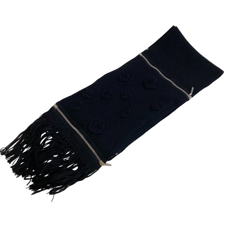 Chanel Zip Muffler Black Women's