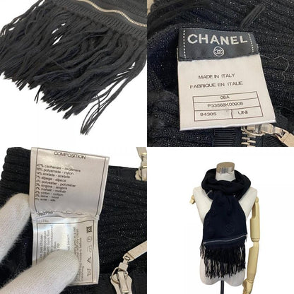 Chanel Zip Muffler Black Women's