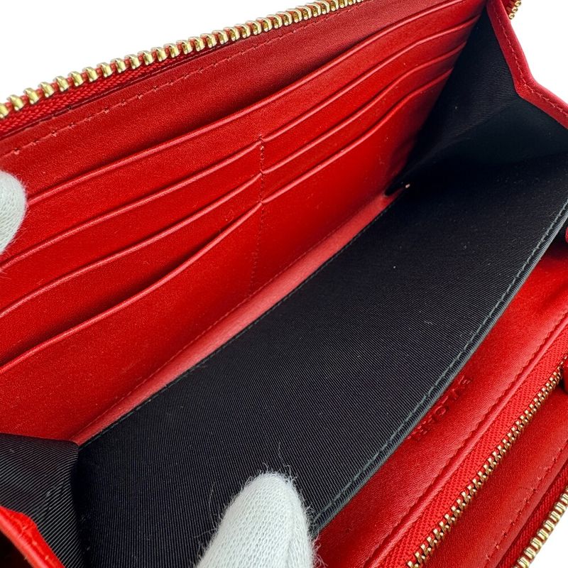 Bvlgari Round Zipper Shape Pressed Logo Sotirio Long Wallet Orange Unisex