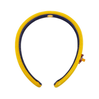 Chanel Coco Mark Turnlock Headband Hair Accessory Yellow Women's