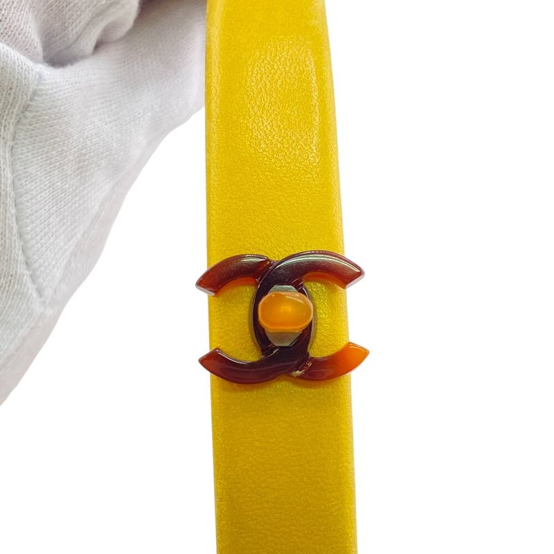 Chanel Coco Mark Turnlock Headband Hair Accessory Yellow Women's