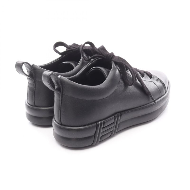 Hermes H Logo Happy Leather Sneakers Black Ladies