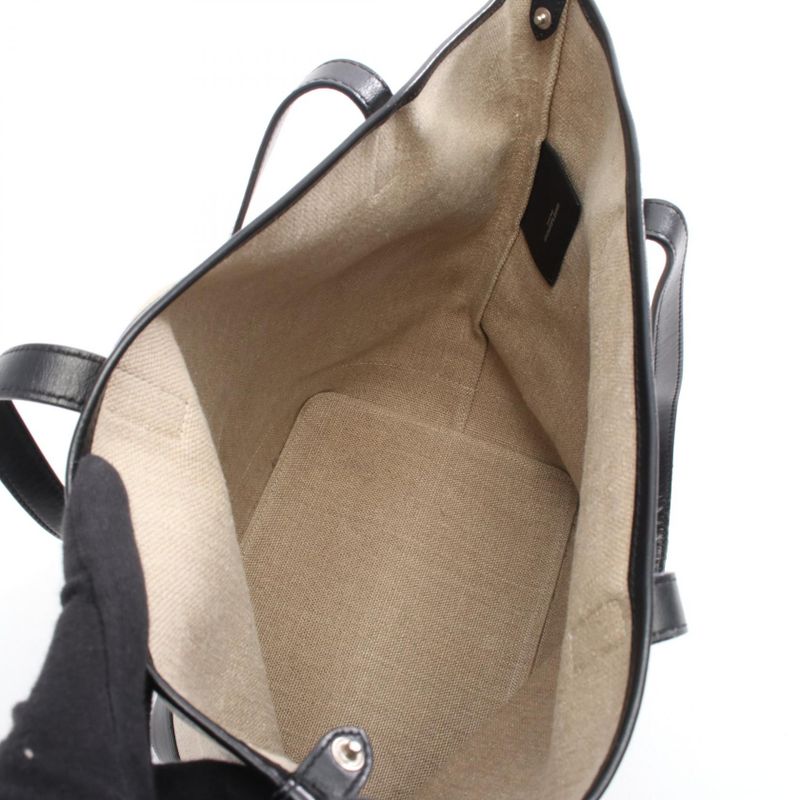 Saint Laurent Paris Tote Bag Teddy Natural Black Canvas Leather Tote Bag