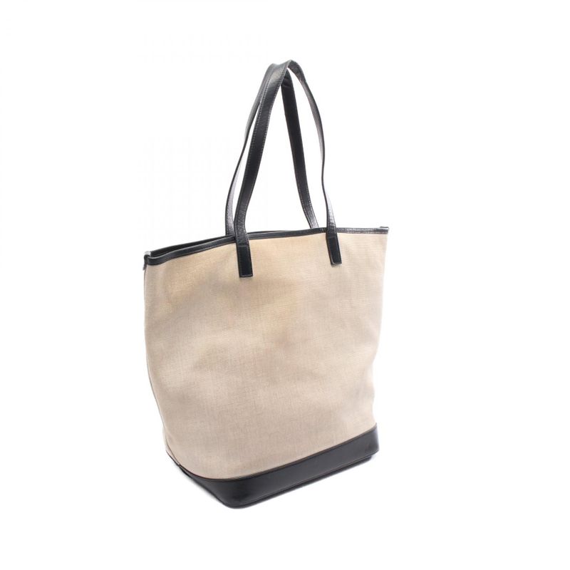 Saint Laurent Paris Tote Bag Teddy Natural Black Canvas Leather Tote Bag