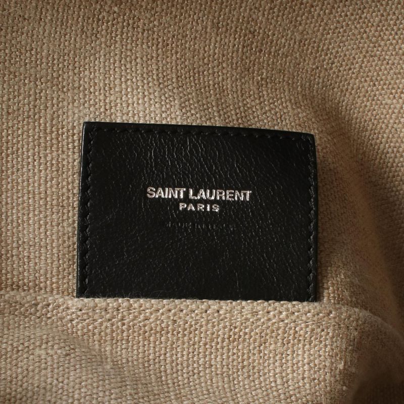 Saint Laurent Paris Tote Bag Teddy Natural Black Canvas Leather Tote Bag